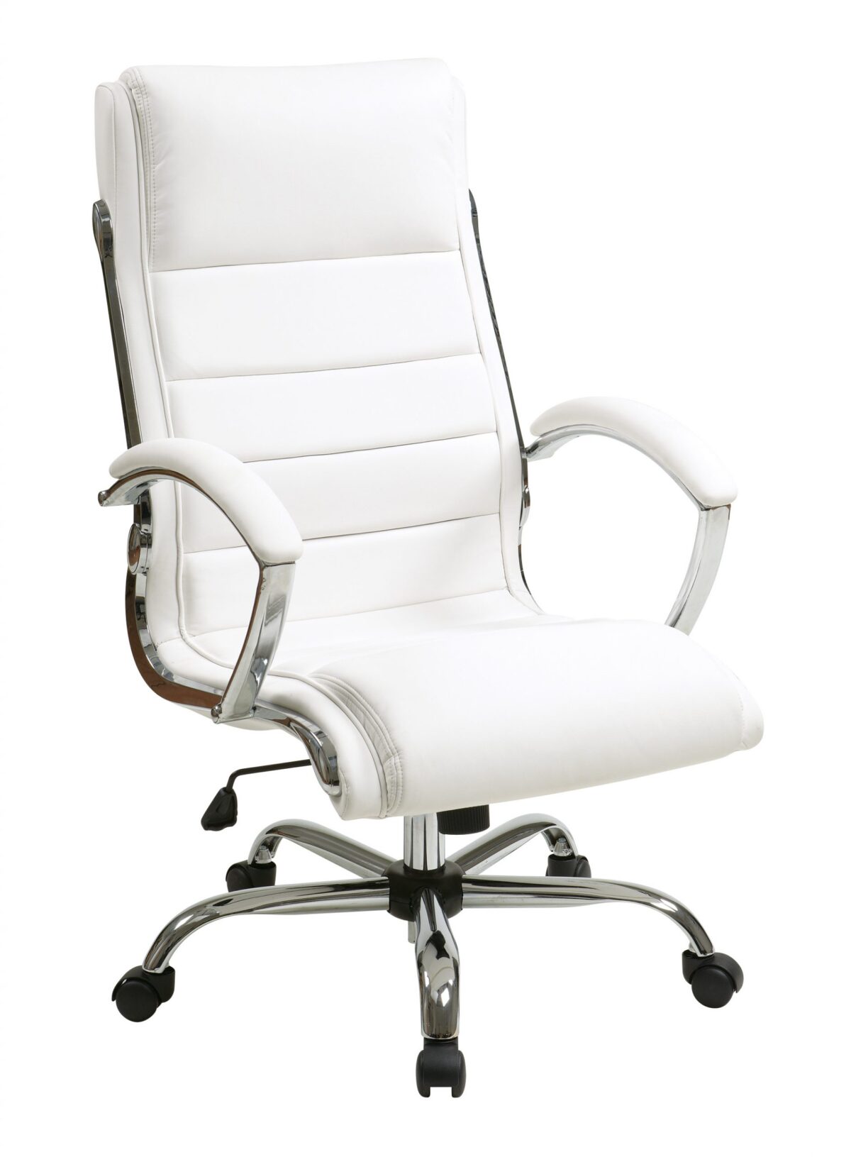 Work Smart- Executive Faux Leather Chair w Chrome base, padded loop arms. Available in Black, red, white, cream.
