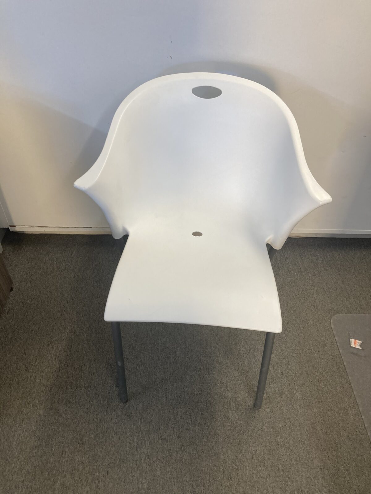 Used Plastic Stacking patio chair with seat drain (24)