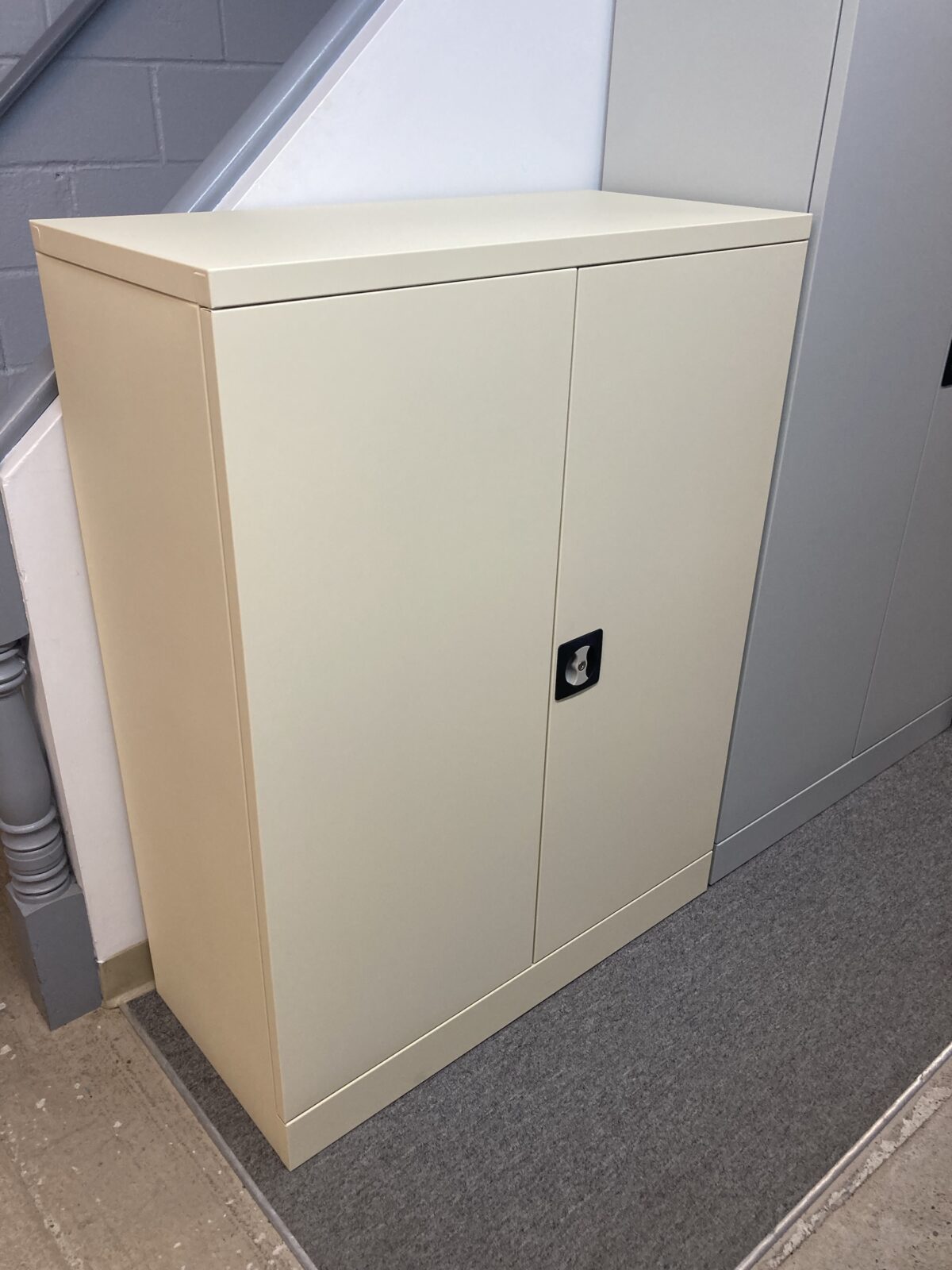 2 Door Metal Storage Cabinet 
47”h x 36”w x 16.5”d
3 colours