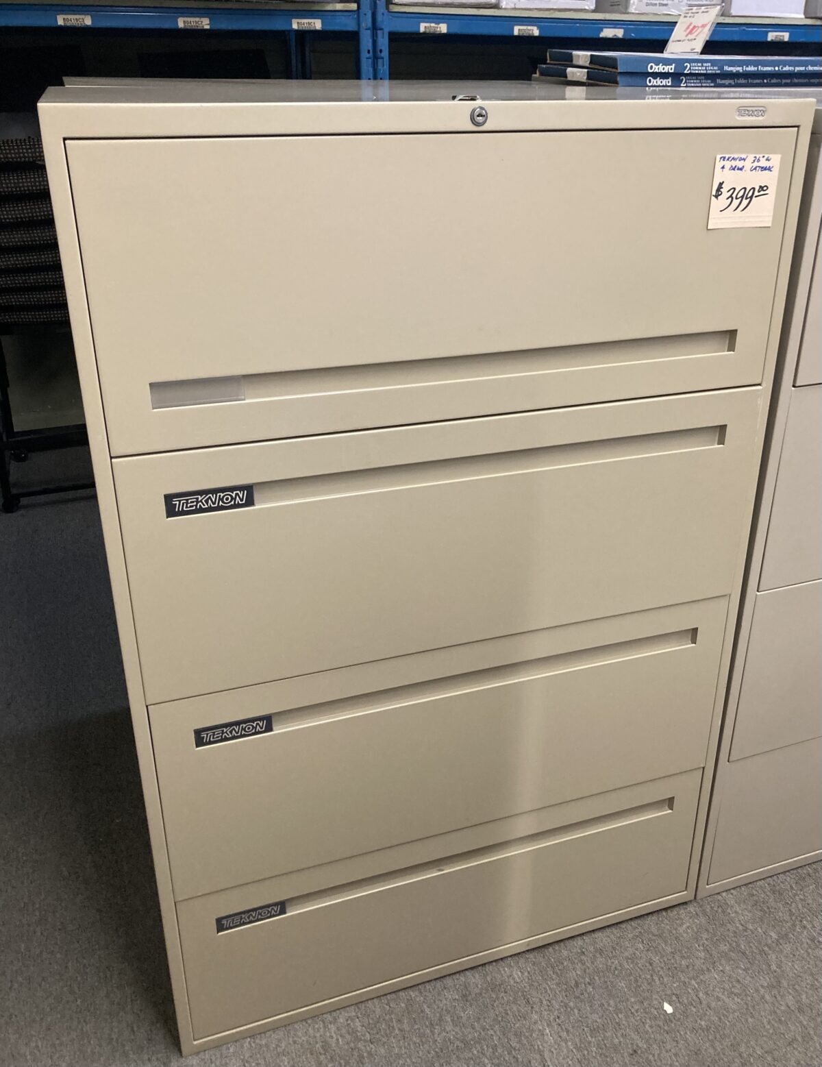 Used- Teknion 36”w  4 Drawer Lateral File. Nevada ( beige) (2)
