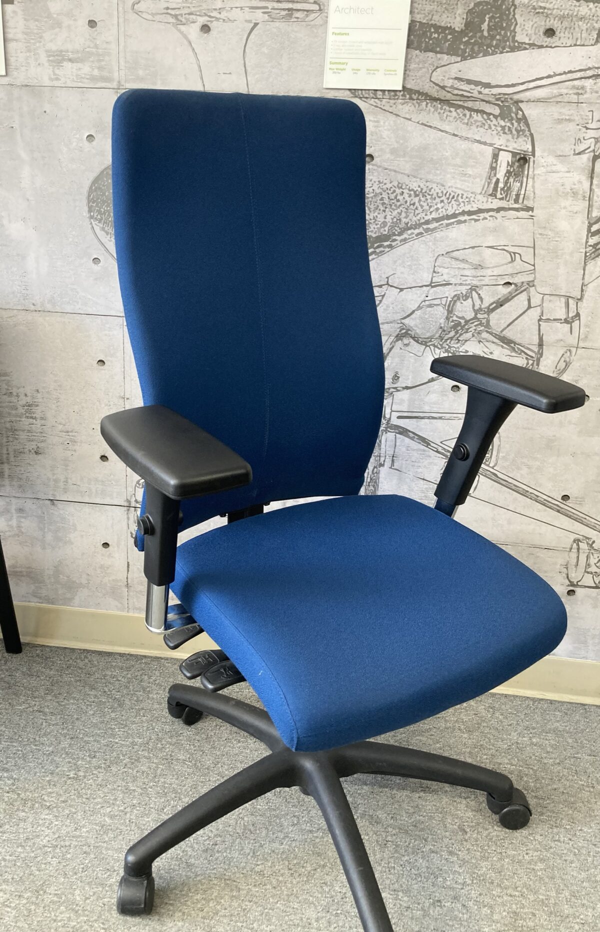 Used- Rouillard High Back multi adjustable task chair (40)