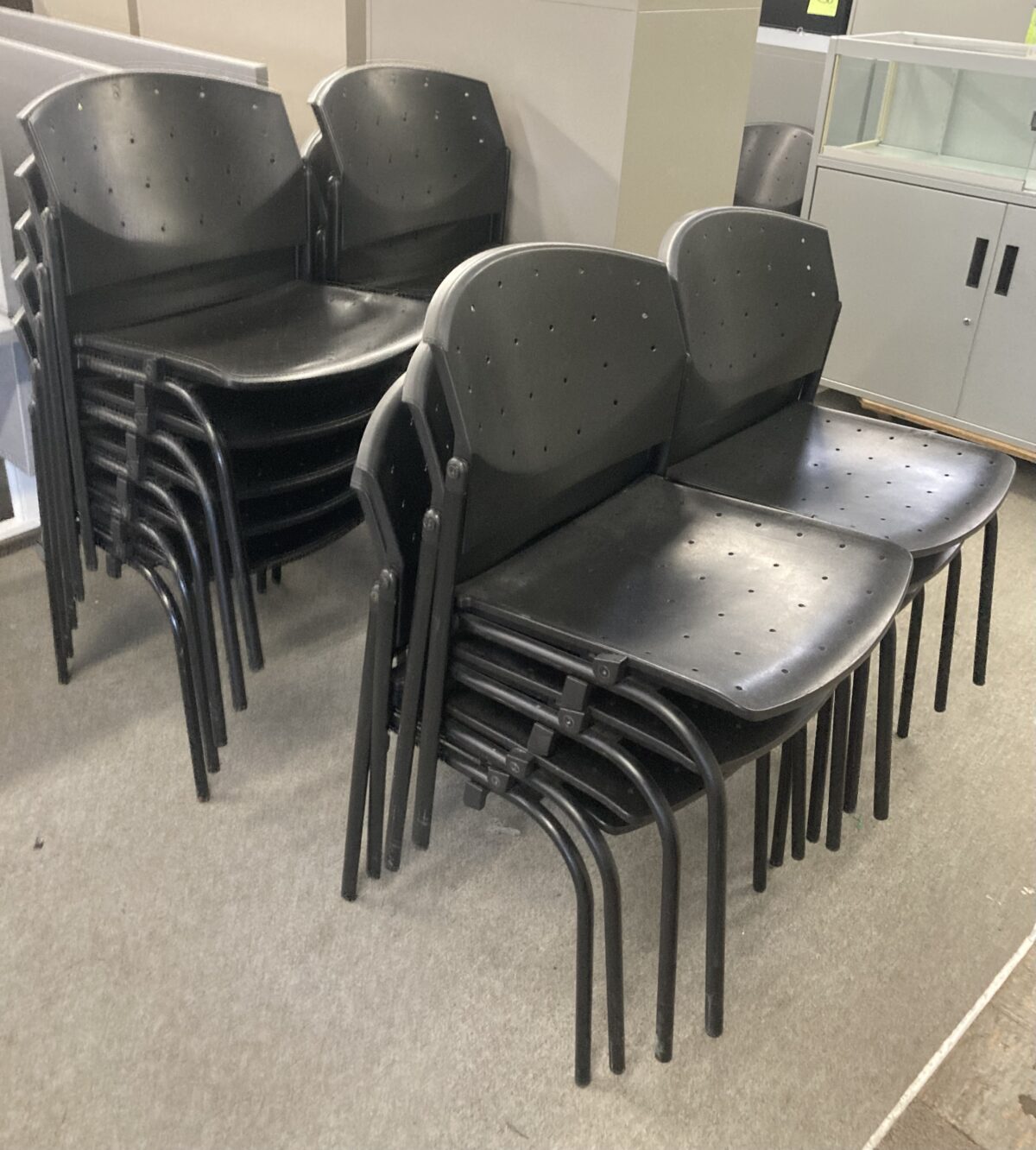 Used- Stacking Chairs ( black ) (17) Heavy Duty